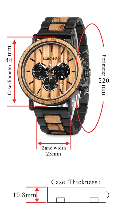 Wooden Men's Watch Military Chronograph
