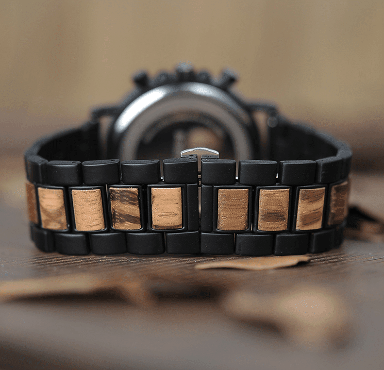 Wooden Men's Watch Military Chronograph
