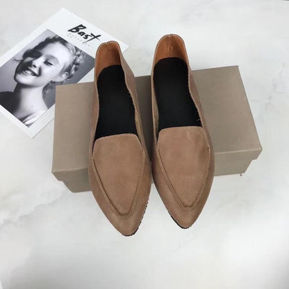Genuine Leather Women Flats shoes Comfortable soft Pointed Toe Solid Pregnant Driving Ladies Loafers