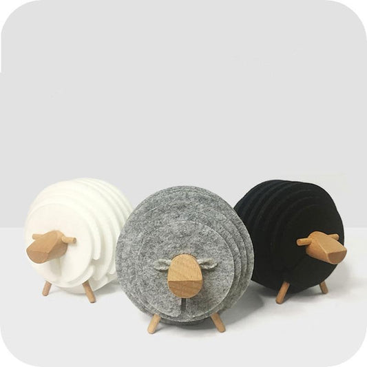 Felt Sheep Coaster Set