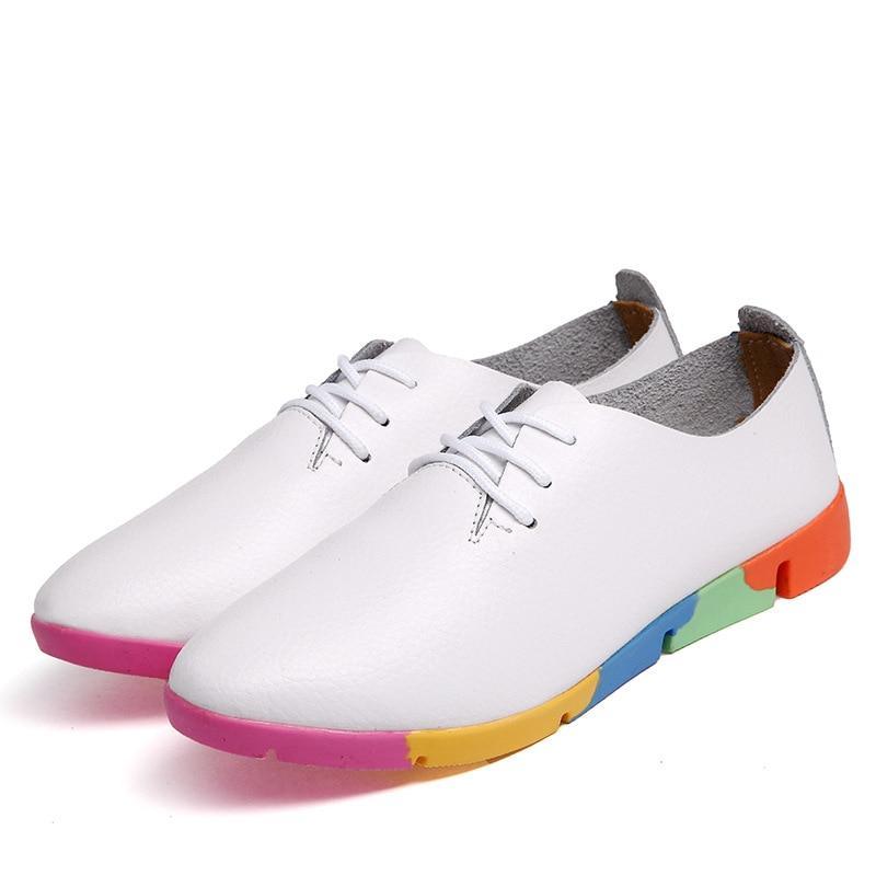 Newest Sneakers Women Shoes Plus Size Breathable Genuine Leather Ballet Flats Women Sneakers
