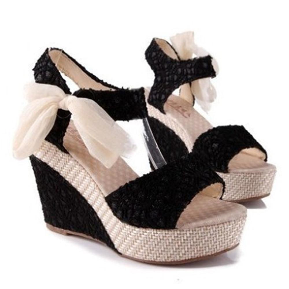 New Sweet Flowers Buckle Open Toe Wedge Sandals