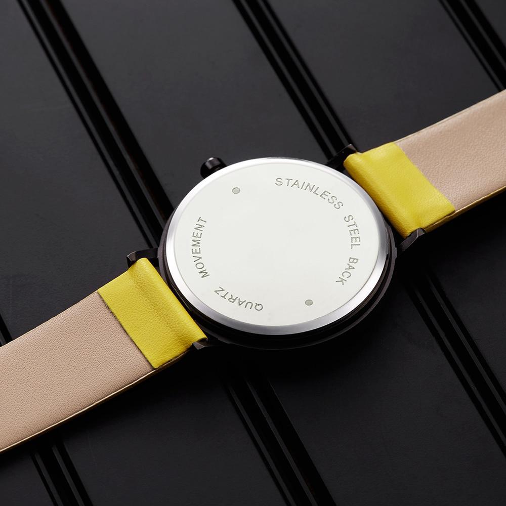 Cute Women Watch Creative Wristwatch Lady Clock Rotate Yellow Leather Band Wristwatches Clock Montres Femme Reloj Mujer