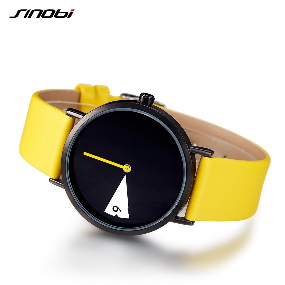 Cute Women Watch Creative Wristwatch Lady Clock Rotate Yellow Leather Band Wristwatches Clock Montres Femme Reloj Mujer