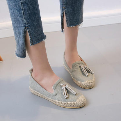 Flat Fisherman Shoes Woman Casual Women Pearl tassel Rhinestone platform Shoes