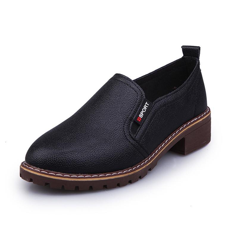 Women Flats Fashion  Casual Leather Shoes Ladies Comfortable Solid Round Toe Women Loafers