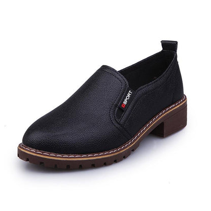 Women Flats Fashion  Casual Leather Shoes Ladies Comfortable Solid Round Toe Women Loafers