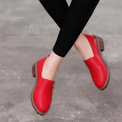 Women Flats Fashion  Casual Leather Shoes Ladies Comfortable Solid Round Toe Women Loafers