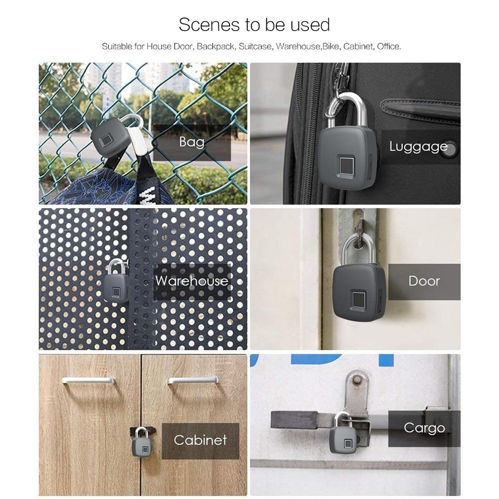 Smart Lock Keyless Fingerprint Lock IP65 Waterproof cerradura inteligente Anti Theft Security Padlock Door Luggage Case Lock