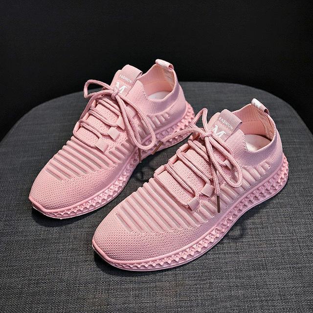 Sneakers Women Breathable Air Mesh Pink Green Platform Shoes