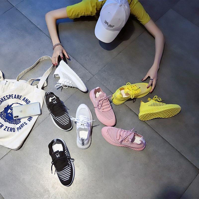 Sneakers Women Breathable Air Mesh Pink Green Platform Shoes