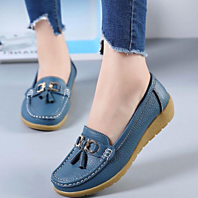 Women Shoes Loafers Genuine Leather