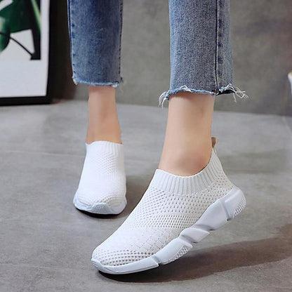 Women Casual Knitting Sock Sneakers Stretch Flat Platform Fashion Ladies Slip On Shoes