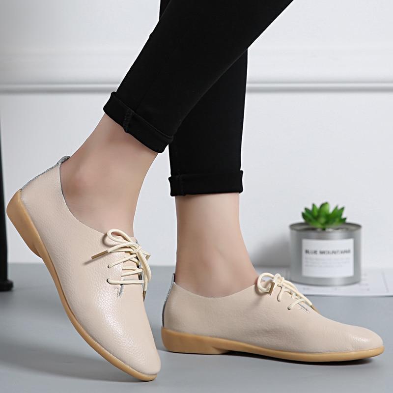 Leather Shoes Women Flats Fashion Soft Causal Moccasins Women Shoes