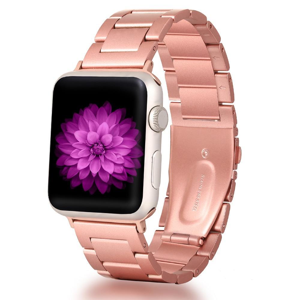 Stainless Steel bands for Apple Watch band iWatch strap metal watch band rose pink 38 40 42 44 Bracelet Clasp series 4 3 2 1