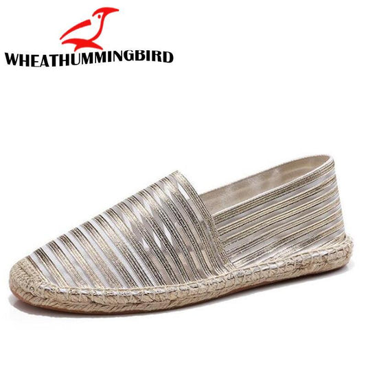 Women striped Casual Shoe female Canvas Fisherman loafers