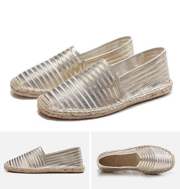 Women striped Casual Shoe female Canvas Fisherman loafers