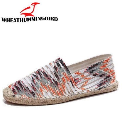 Women striped Casual Shoe female Canvas Fisherman loafers