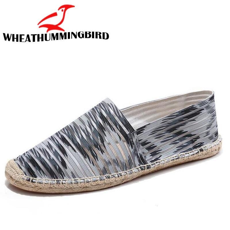 Women striped Casual Shoe female Canvas Fisherman loafers