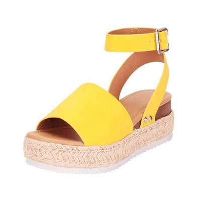 Woman Zapatos De Mujer Casual Women's Rubber Sole Studded Wedge Buckle Ankle Strap Open Toe Sandals