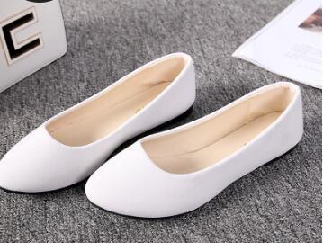 Simple Soft Girl Sweet Round Toe Shoes Flat Bottom Schoolgirl Office Lady Drive Car White Shoes