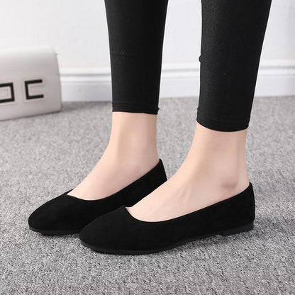 Simple Soft Girl Sweet Round Toe Shoes Flat Bottom Schoolgirl Office Lady Drive Car White Shoes