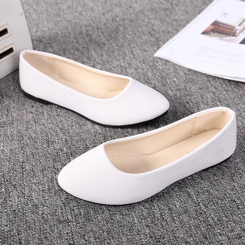 Simple Soft Girl Sweet Round Toe Shoes Flat Bottom Schoolgirl Office Lady Drive Car White Shoes