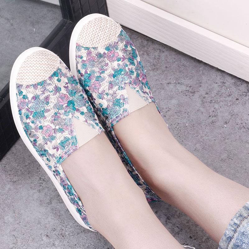Flat Shoes Lace Embroidered Female Footwear Ladies Loafers