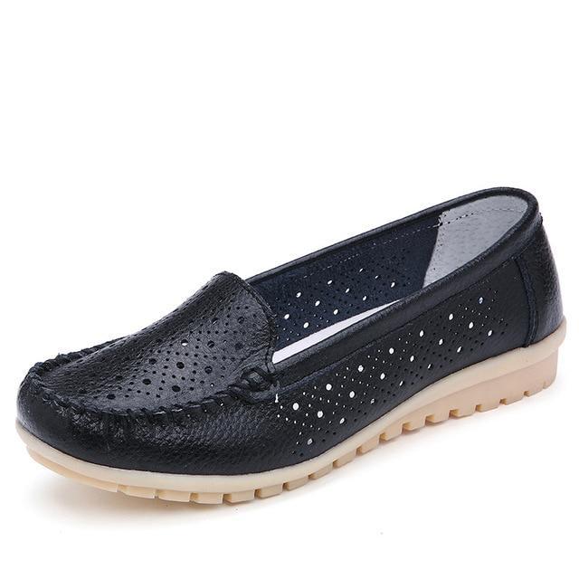 Summer Women Flats Women Genuine Leather Driving Shoes