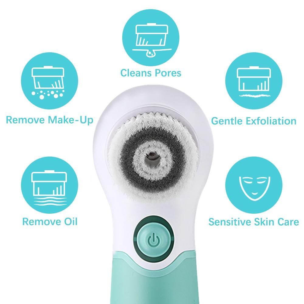 Waterproof Facial Brush Deep Cleansing Set with 3 Different Spin Brush Head,two speed face cleansing device TB 14838