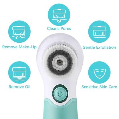 Waterproof Facial Brush Deep Cleansing Set with 3 Different Spin Brush Head,two speed face cleansing device TB 14838