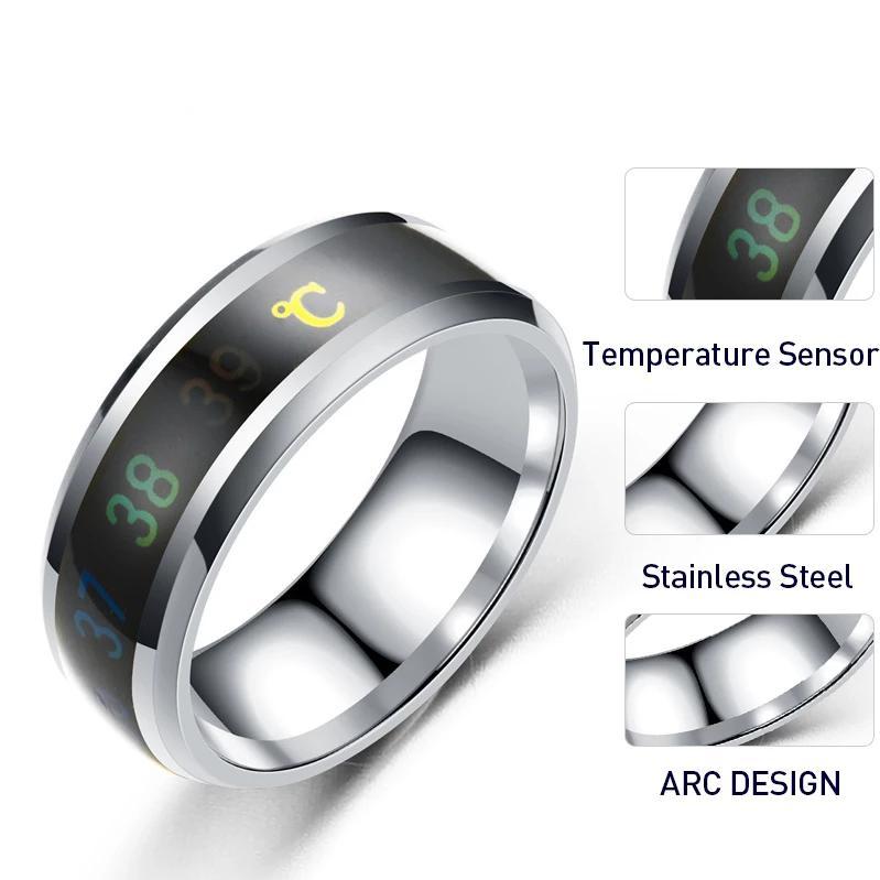 Ring For Men Stainless Steel Intelligent Temperature Sensing Couple Rings For Women Lovers Wedding Band Ring Jewelry