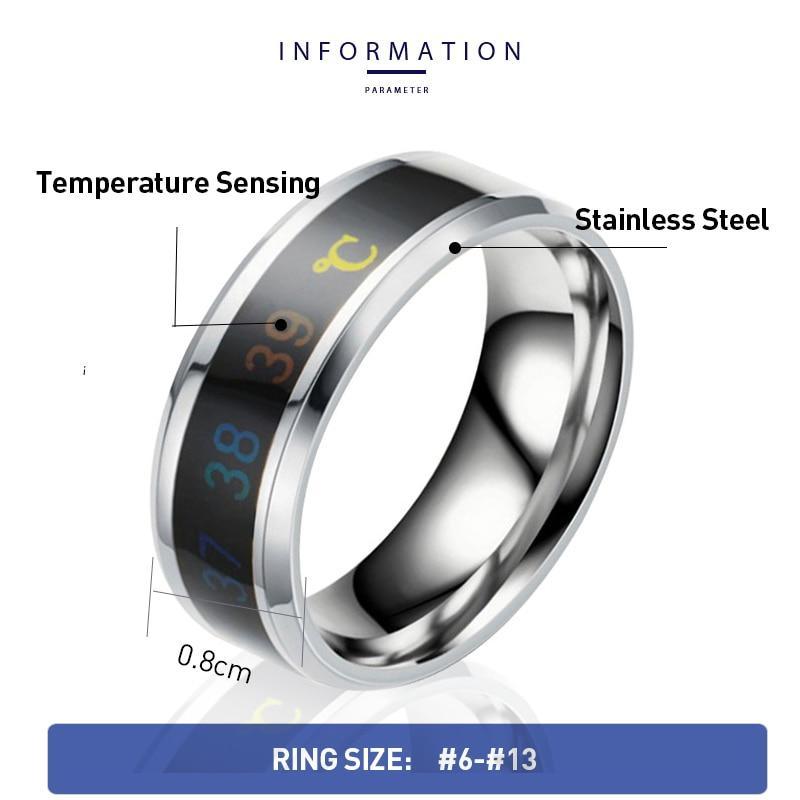 Ring For Men Stainless Steel Intelligent Temperature Sensing Couple Rings For Women Lovers Wedding Band Ring Jewelry