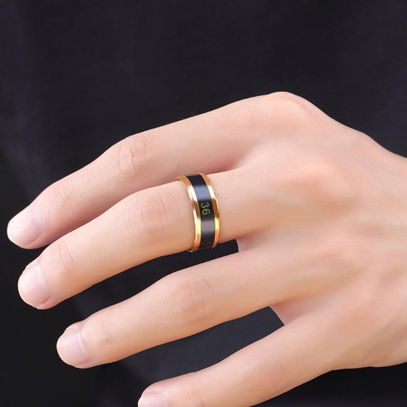 Ring For Men Stainless Steel Intelligent Temperature Sensing Couple Rings For Women Lovers Wedding Band Ring Jewelry