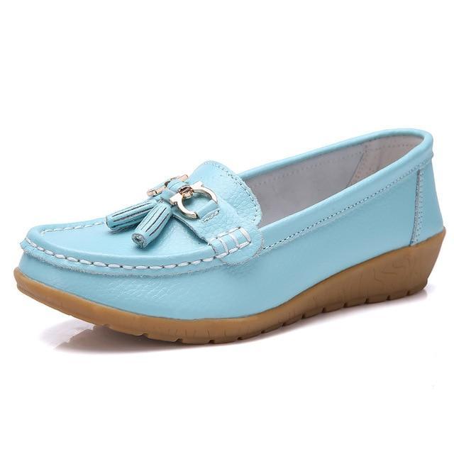 Women Big size 4.5-12 Genuine leather Slip on shoes for Women Loafers