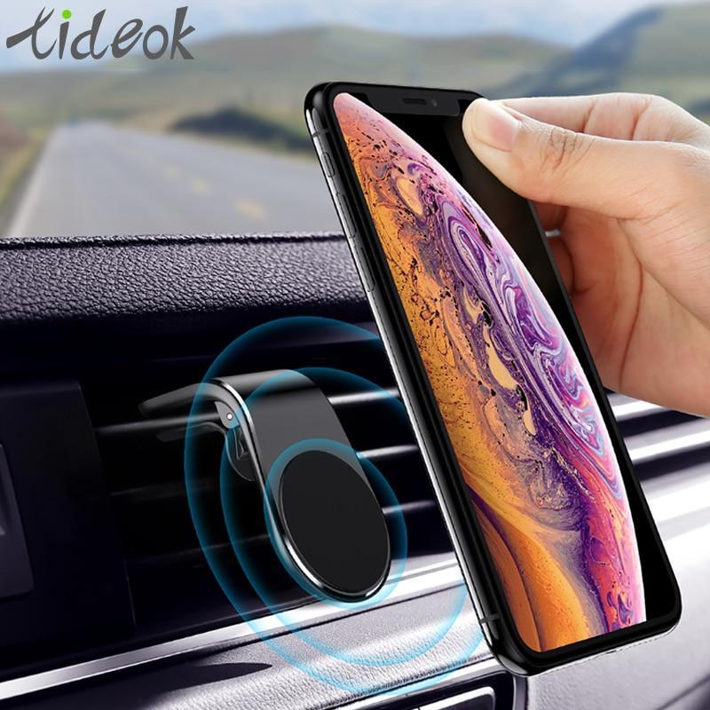 s Magnetic Car Phone Holder L Shape Air Vent Mount Stand in Car GPS Mobile Phone Holder For iPhone X Samsung S9 Xiaomi