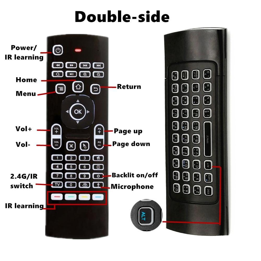 Air Mouse Backlit MX3 Pro With Voice Microphone 2.4G Wireless Mini Keyboard With IR Learning Extend Remote Controller