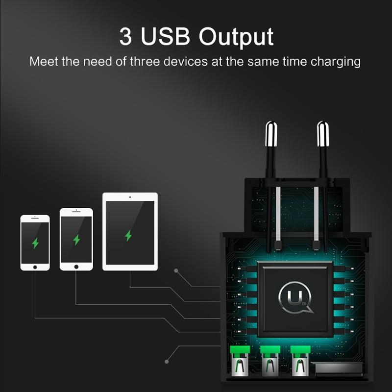 s 3 Port USB Phone Charger LED Display EU Plug Total Max 3A Smart Fast Charger Mobile Wall Charger for iPhone iPad Samsung