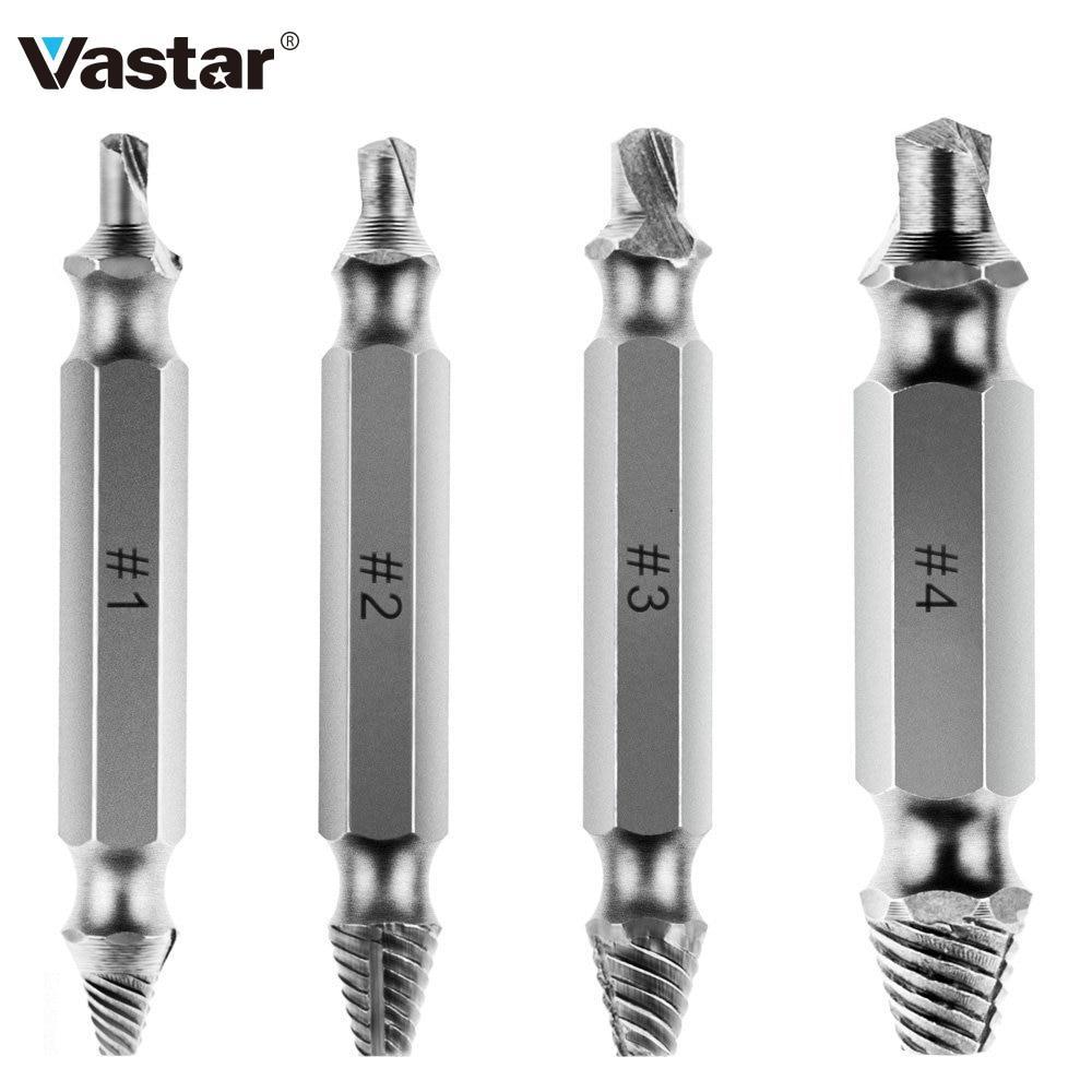 Nice 4pcs Damaged Screw Extractor Drill Bits Guide Set Broken Speed Out Easy out Bolt Stud Stripped Screw Remover Tool