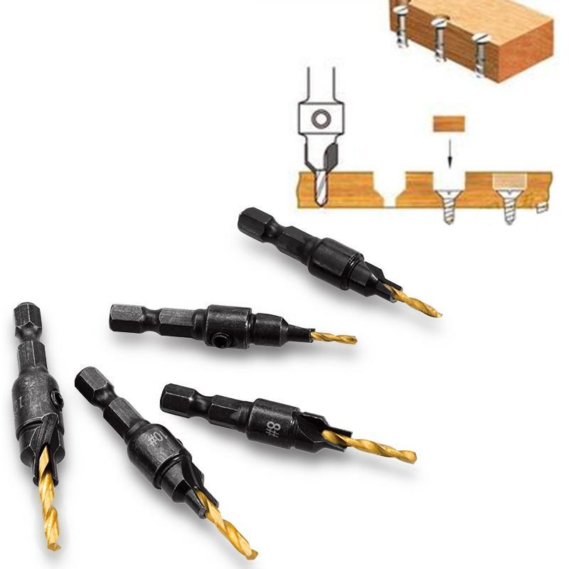 Greatest 5pcs Countersink Drill Woodworking Drill Bit Set Drilling Pilot Holes For Screw Sizes #5 #6 #8 #10 #12