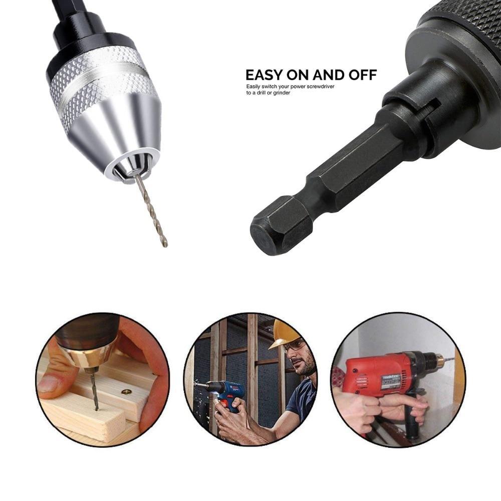 Icool Keyless Drill Chuck 0.3 3.6mm Conversion Tool 1/4" Hex Shank Quick Change Adapter Chuck for Electric Drill