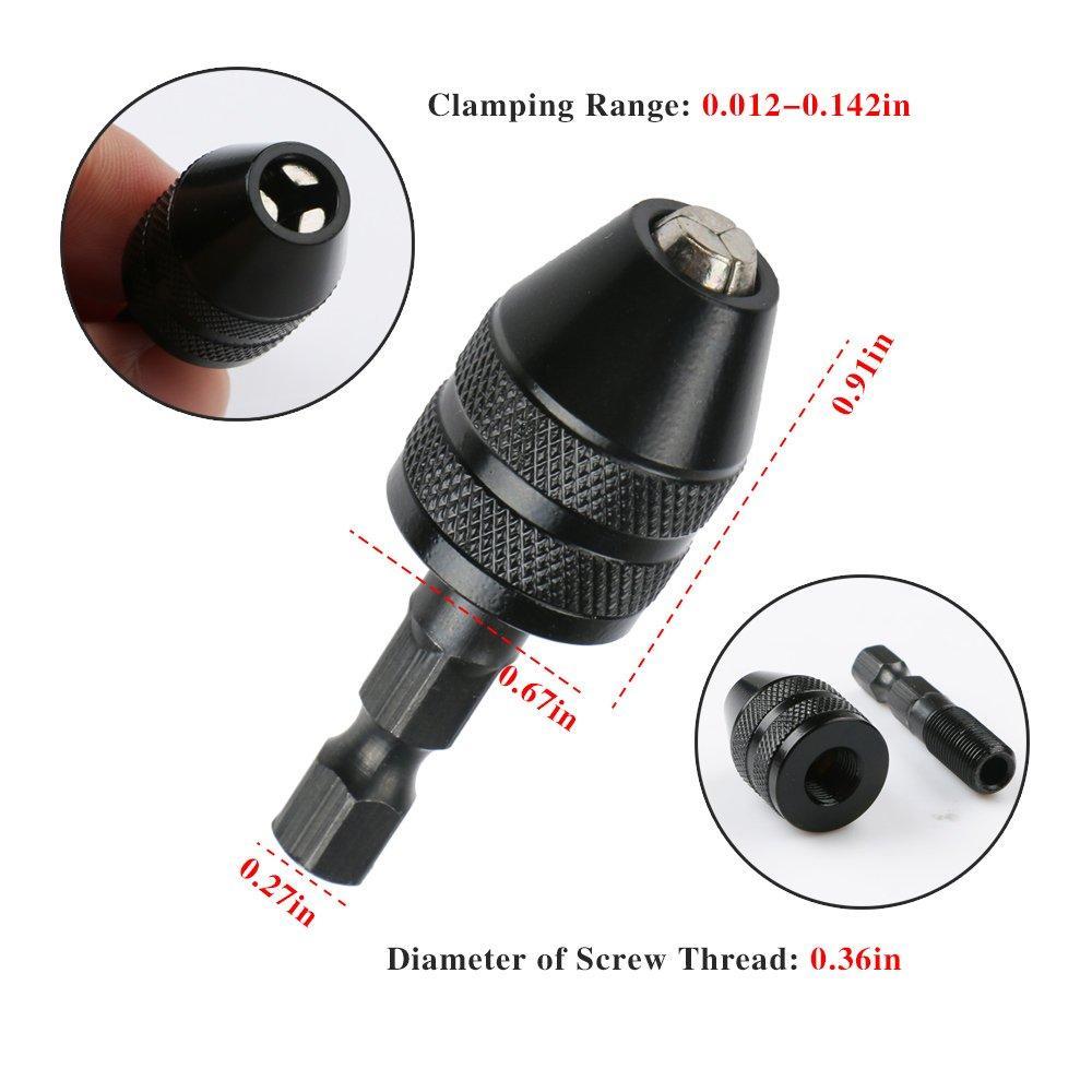 Icool Keyless Drill Chuck 0.3 3.6mm Conversion Tool 1/4" Hex Shank Quick Change Adapter Chuck for Electric Drill