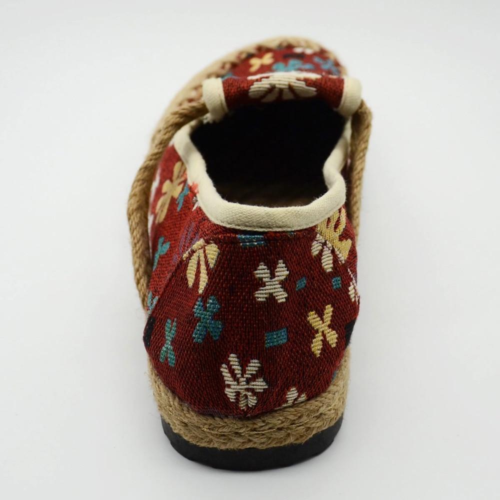 Slowflake Embroidered Women Linen Cotton Espadrilles Loafers