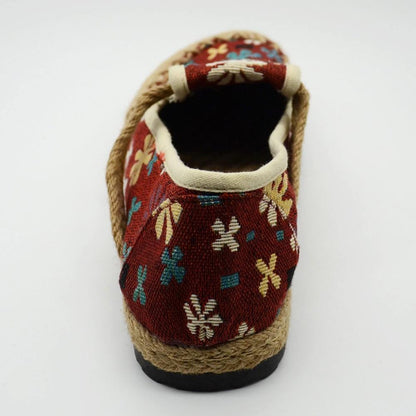 Slowflake Embroidered Women Linen Cotton Espadrilles Loafers