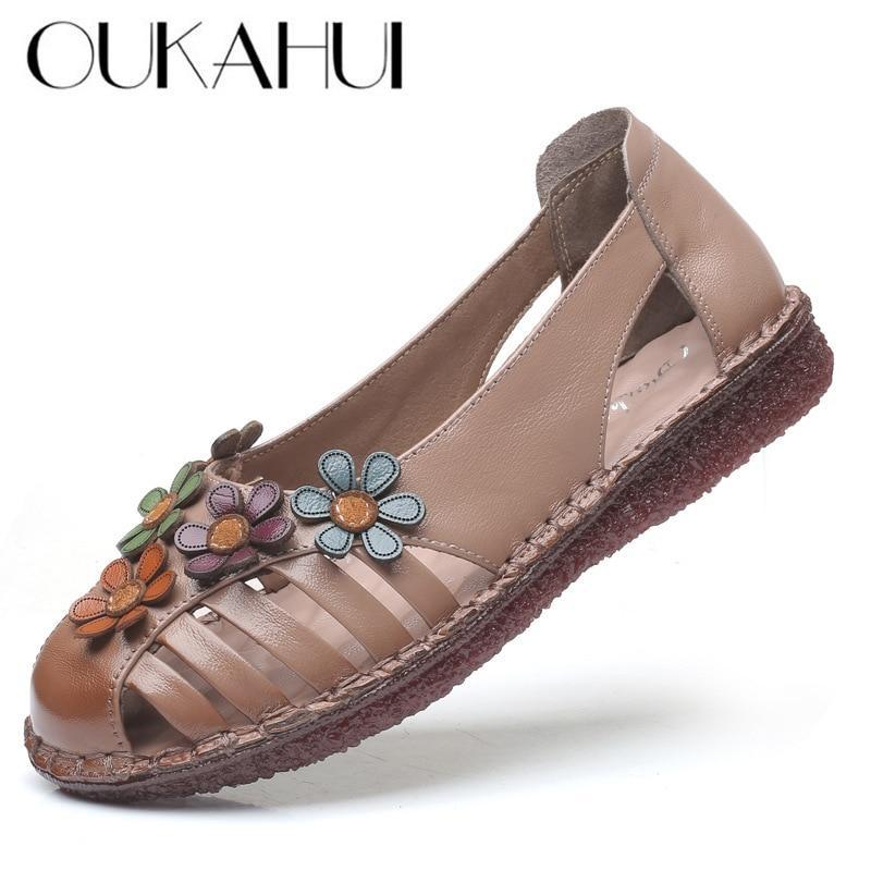Genuine Leather Ladies Flat  Woman Slip On Casual Loafers