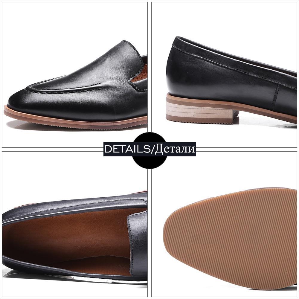 New Arrival Genuine Leather Women Flats Slip On Square Toe Sewing Footwear