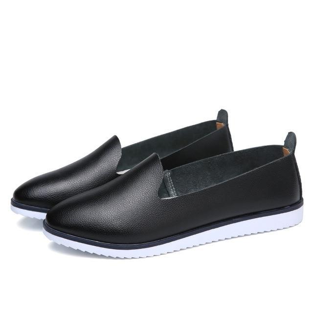 Genuine Leather Slip on ladies Shallow Casual Shoes