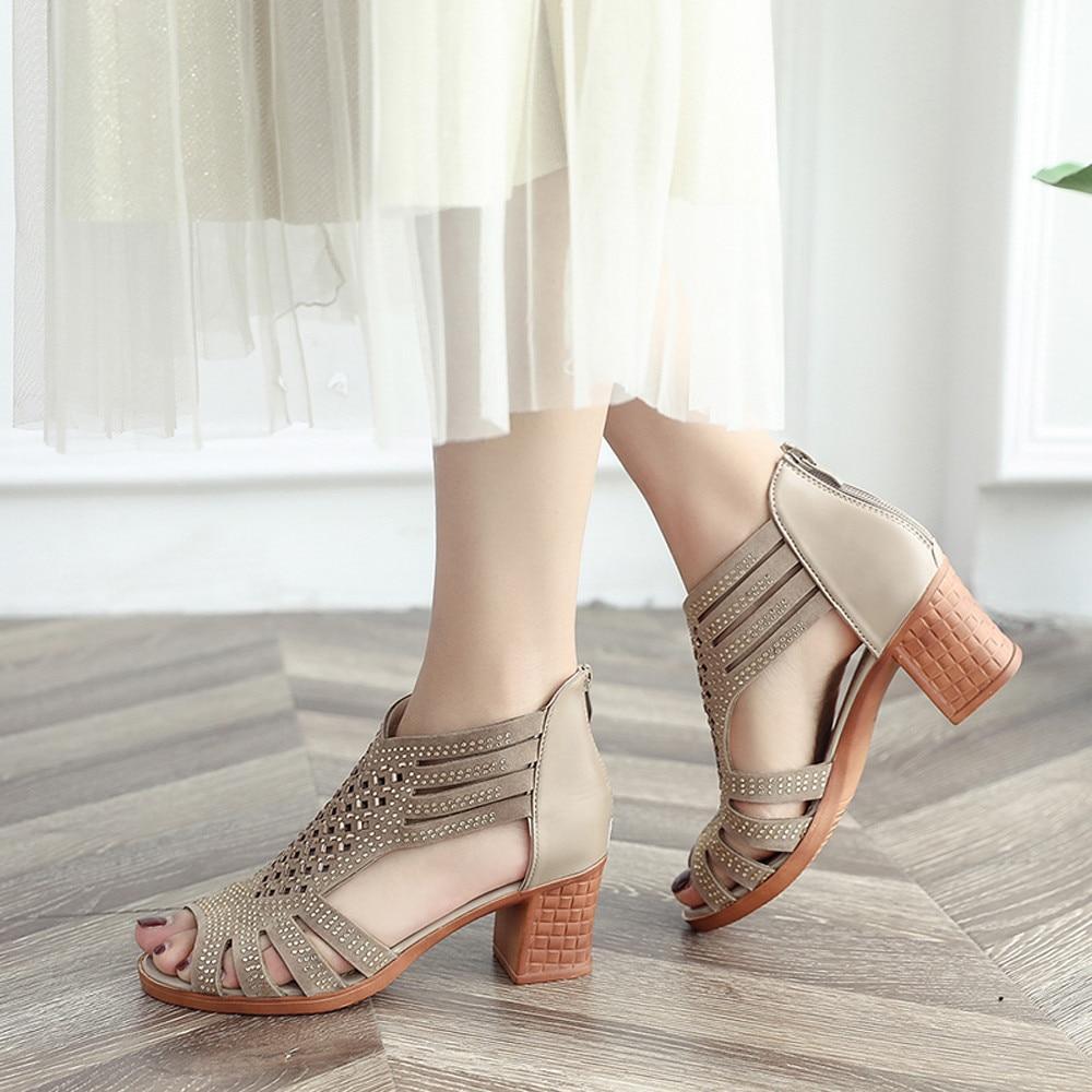 Women Fashion Crystal Hollow Out Peep Toe Wedges Sandals