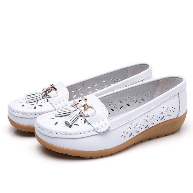 Women Genuine Leather Shoes Plus Size 35-43 Loafers