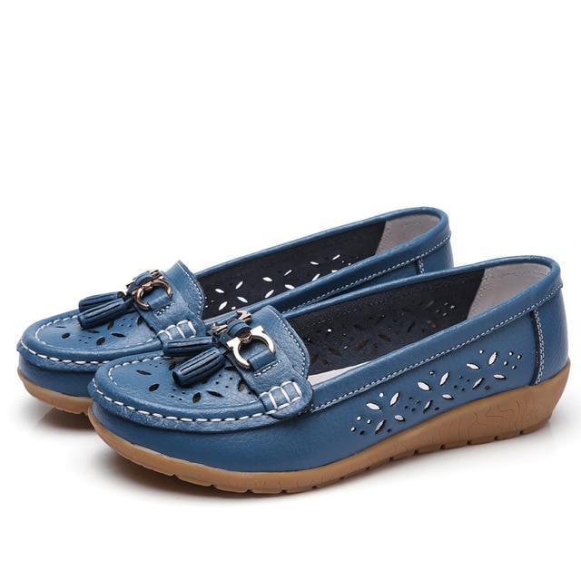 Women Genuine Leather Shoes Plus Size 35-43 Loafers